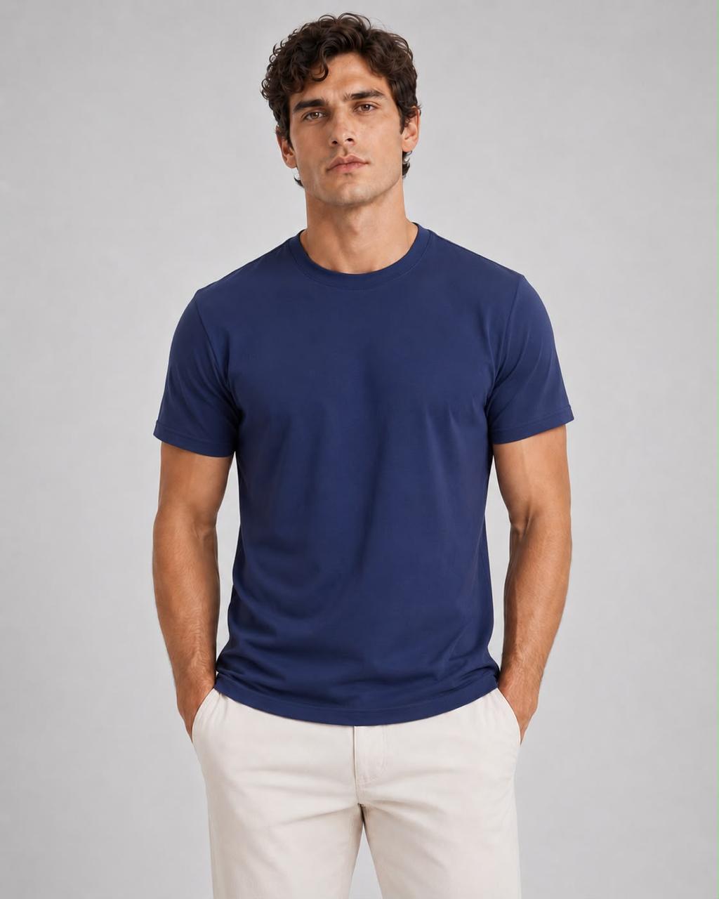 The Tech Shirt in Navy, front view