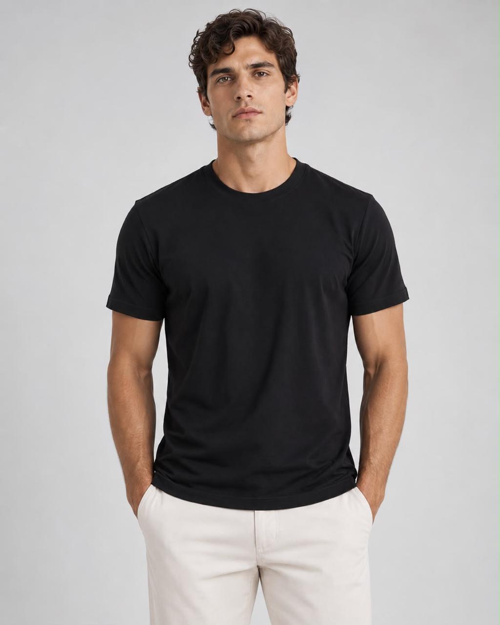 The Tech Shirt in Black, front view
