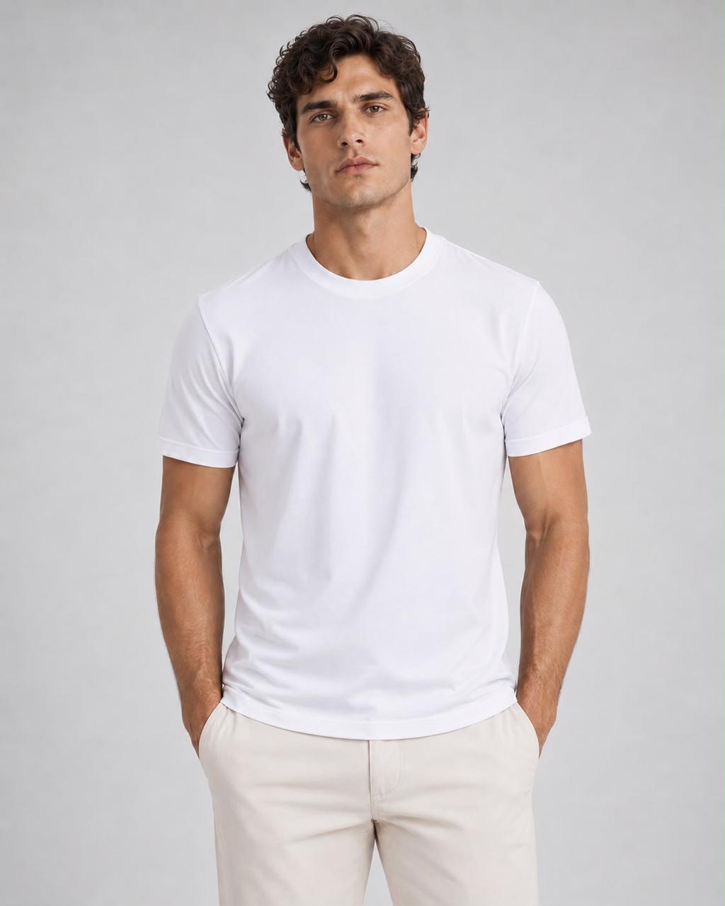 The Tech Shirt in White, front view