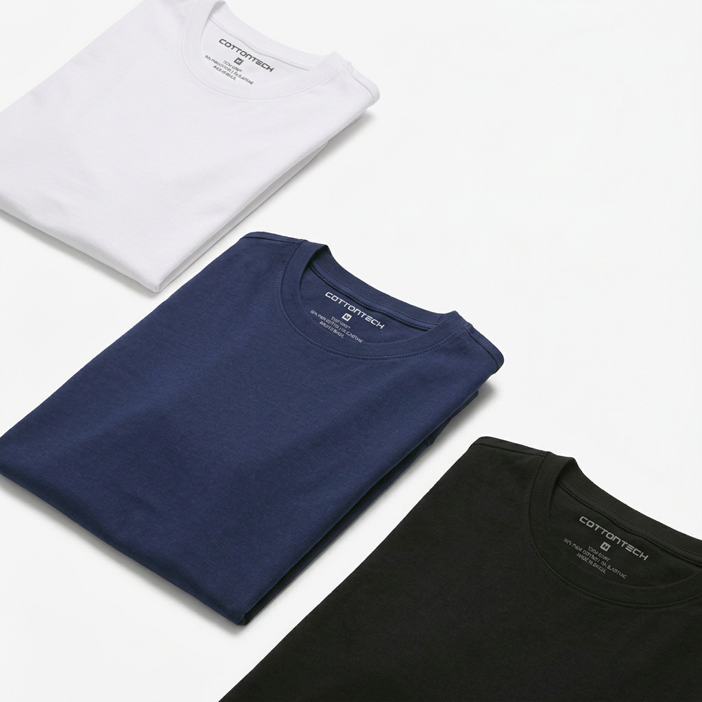 The Tech Shirt folded, all colors